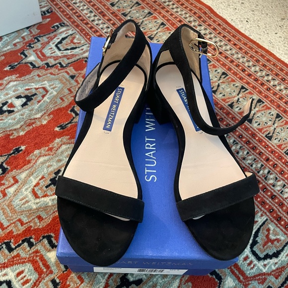 Stuart Weitzman Black Suede Heeled Sandals - Picture 1 of 2